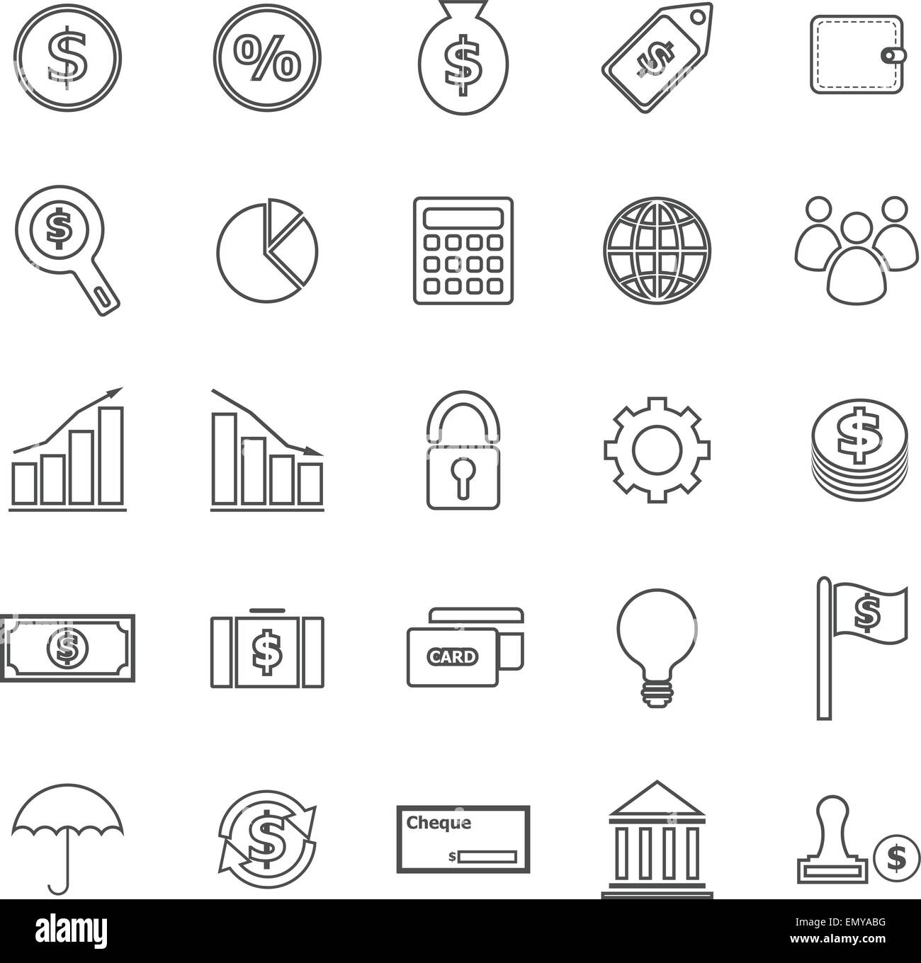 Finance line icons on white background, stock vector Stock Vector Image ...