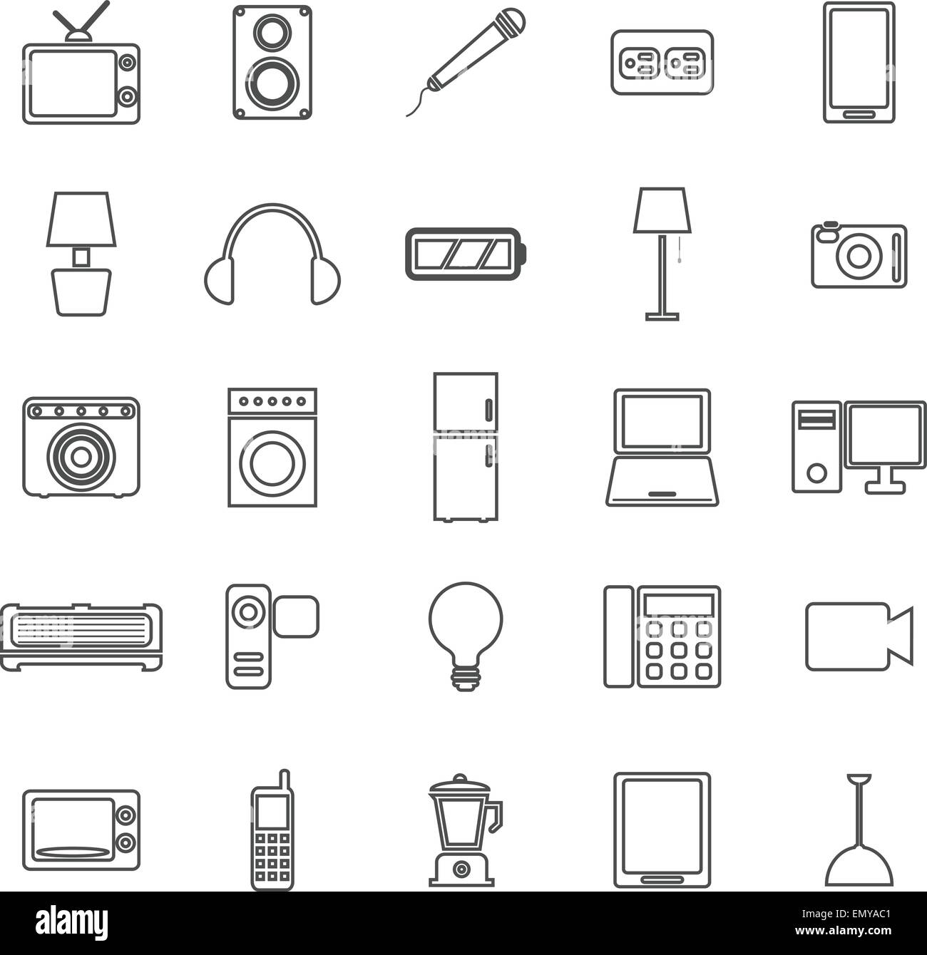 Electrical machine line icons on white background, stock vector Stock ...