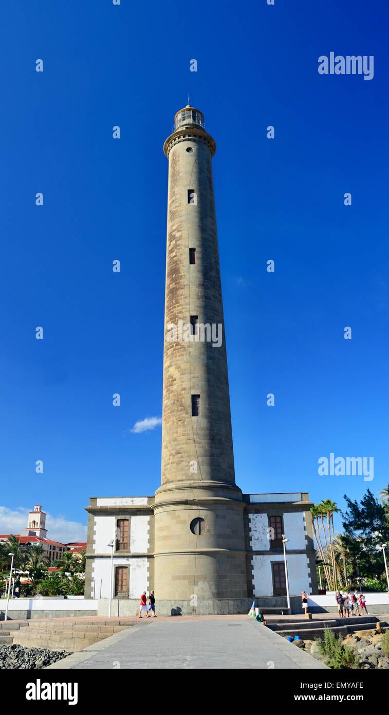 Lighthouse in Maspalomas, at Gran Canaria, Spain. Stock Photo
