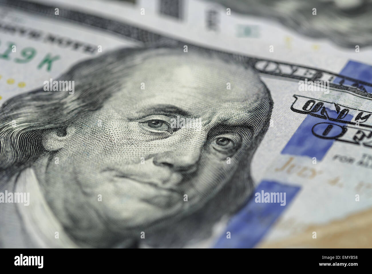 Benjamin Franklin on hundred dollar banknote, Stock Photo