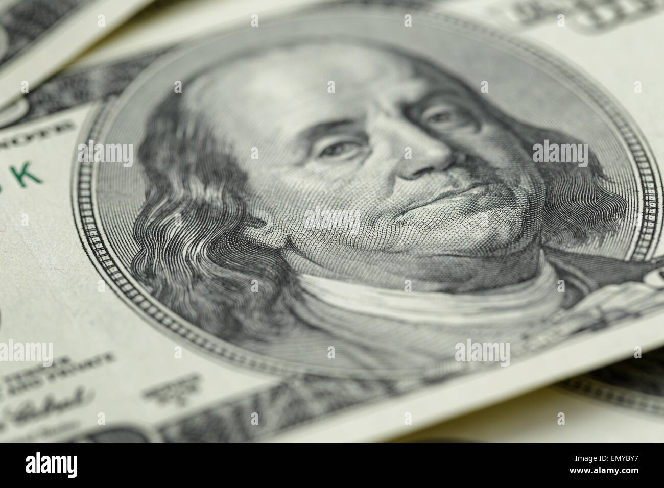Benjamin Franklin on hundred dollar banknote, Stock Photo