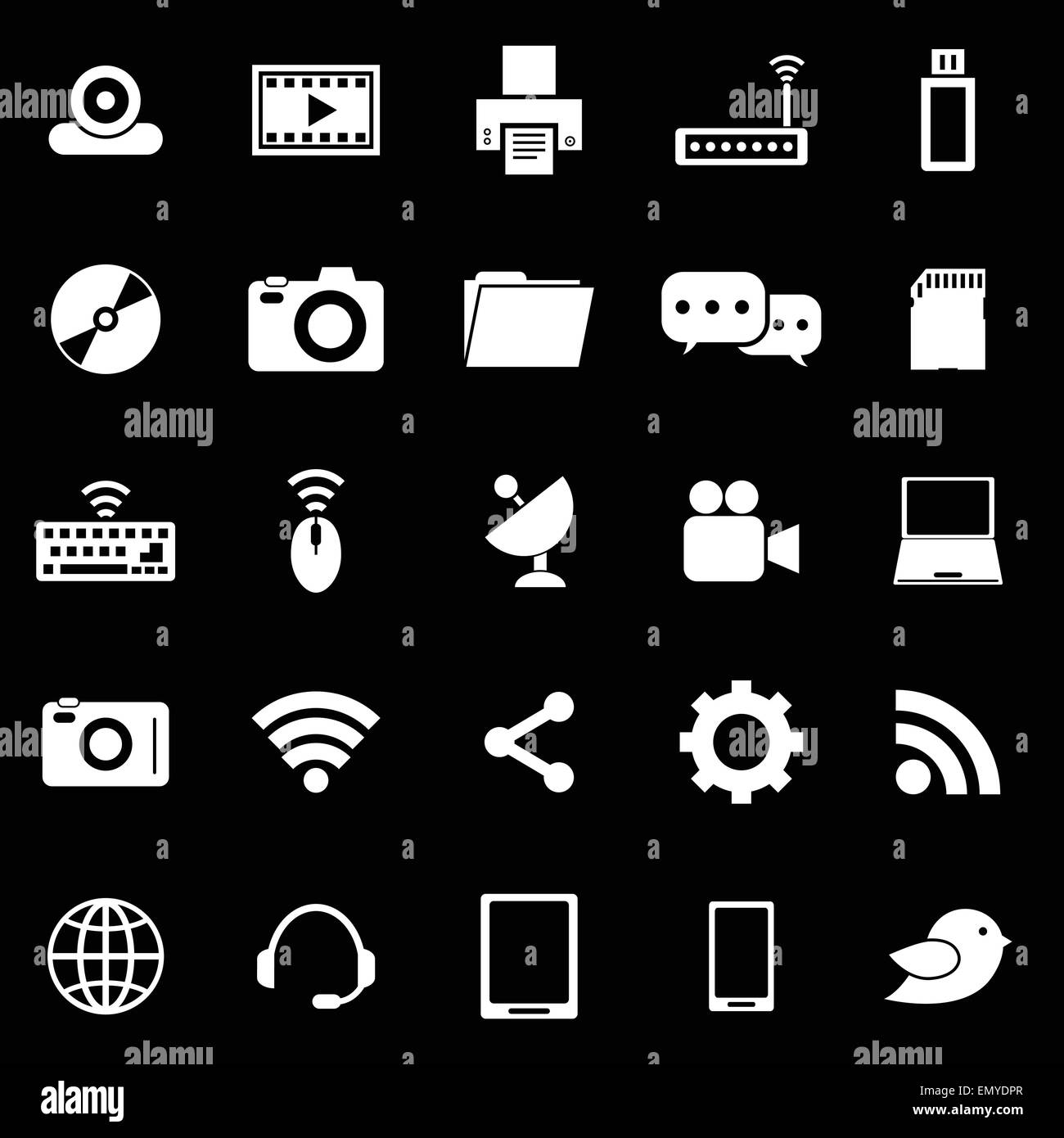 Hi-tech icons on black background, stock vector Stock Vector