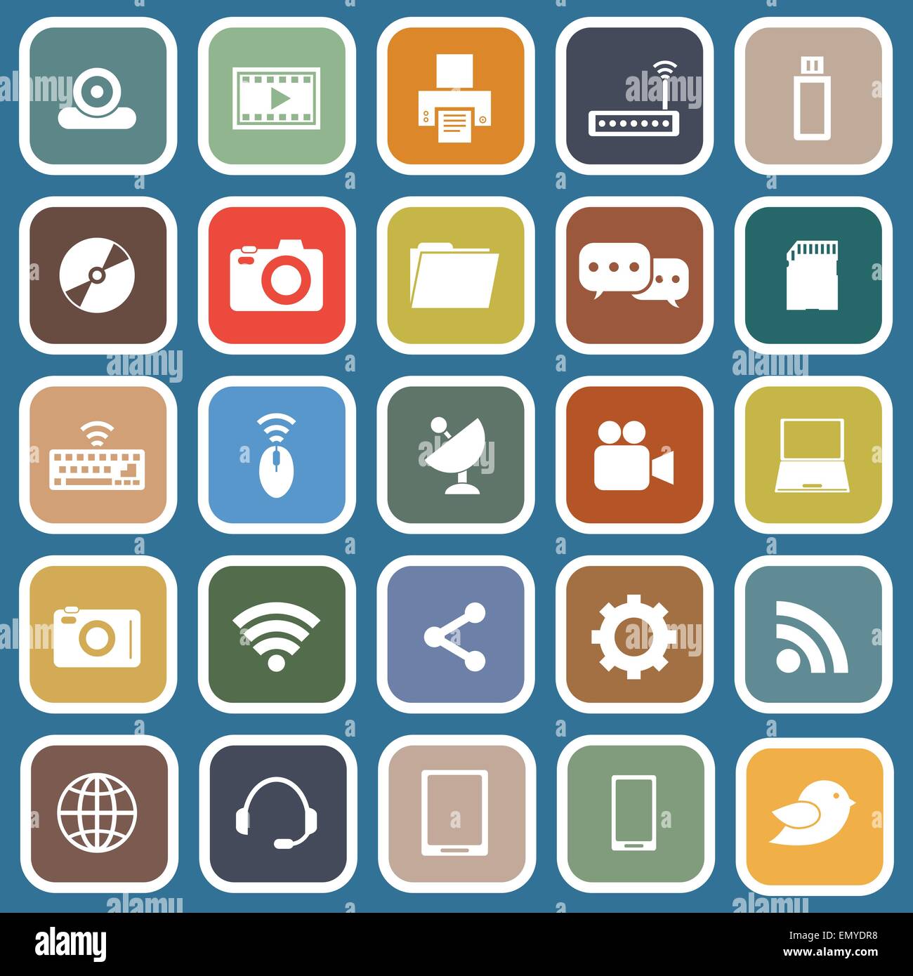 Hi-tech flat icons on blue background, stock vector Stock Vector Image ...