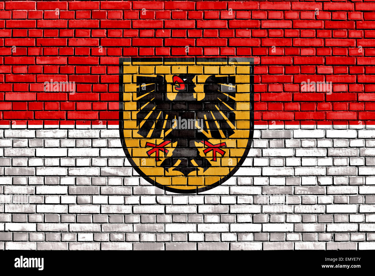 flag of Dortmund painted on brick wall Stock Photo