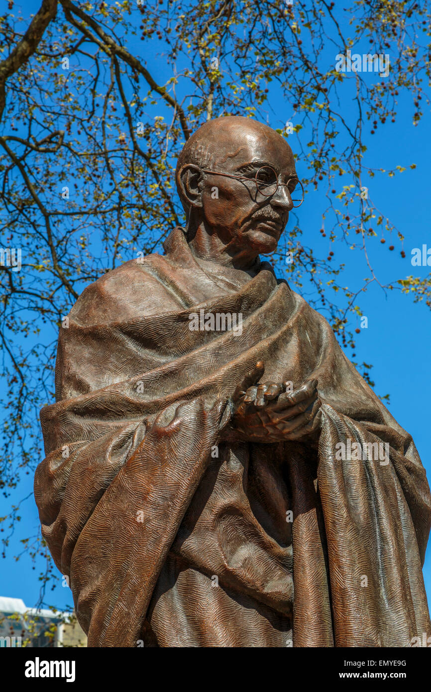The Statue of Mahatma Gandhi, Parliament Square London Stock Photo