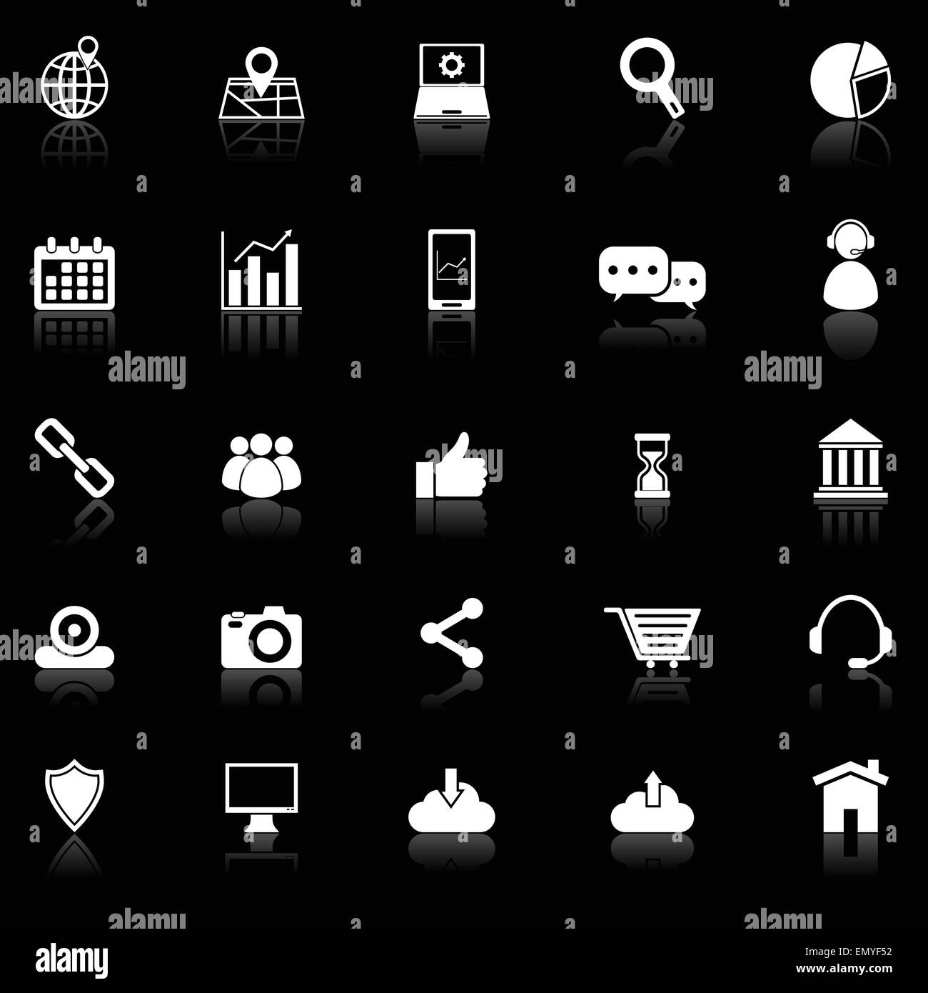 SEO icons with reflect on black background, stock vector Stock Vector ...