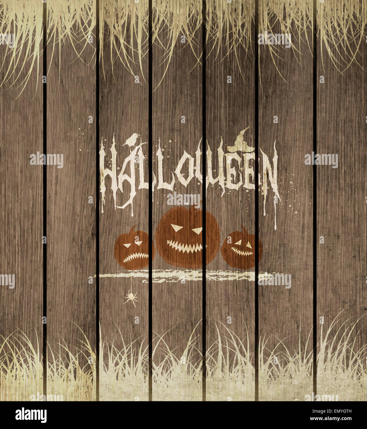 Wooden Halloween Background With Pumpkins Stock Photo - Alamy