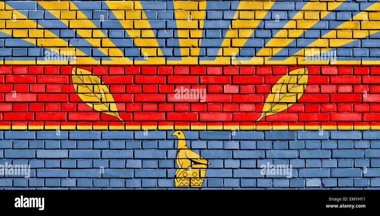 flag of Harare painted on brick wall Stock Photo