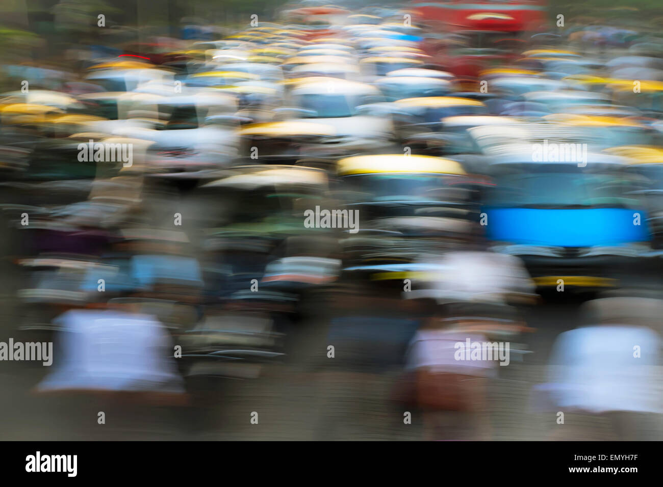 Cars in traffic jam in Mumbai during rush hour. Motion blur. Fil Stock Photo