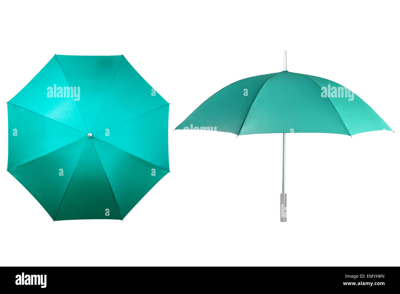 Set of green umbrellas isolated on white background Stock Photo Alamy