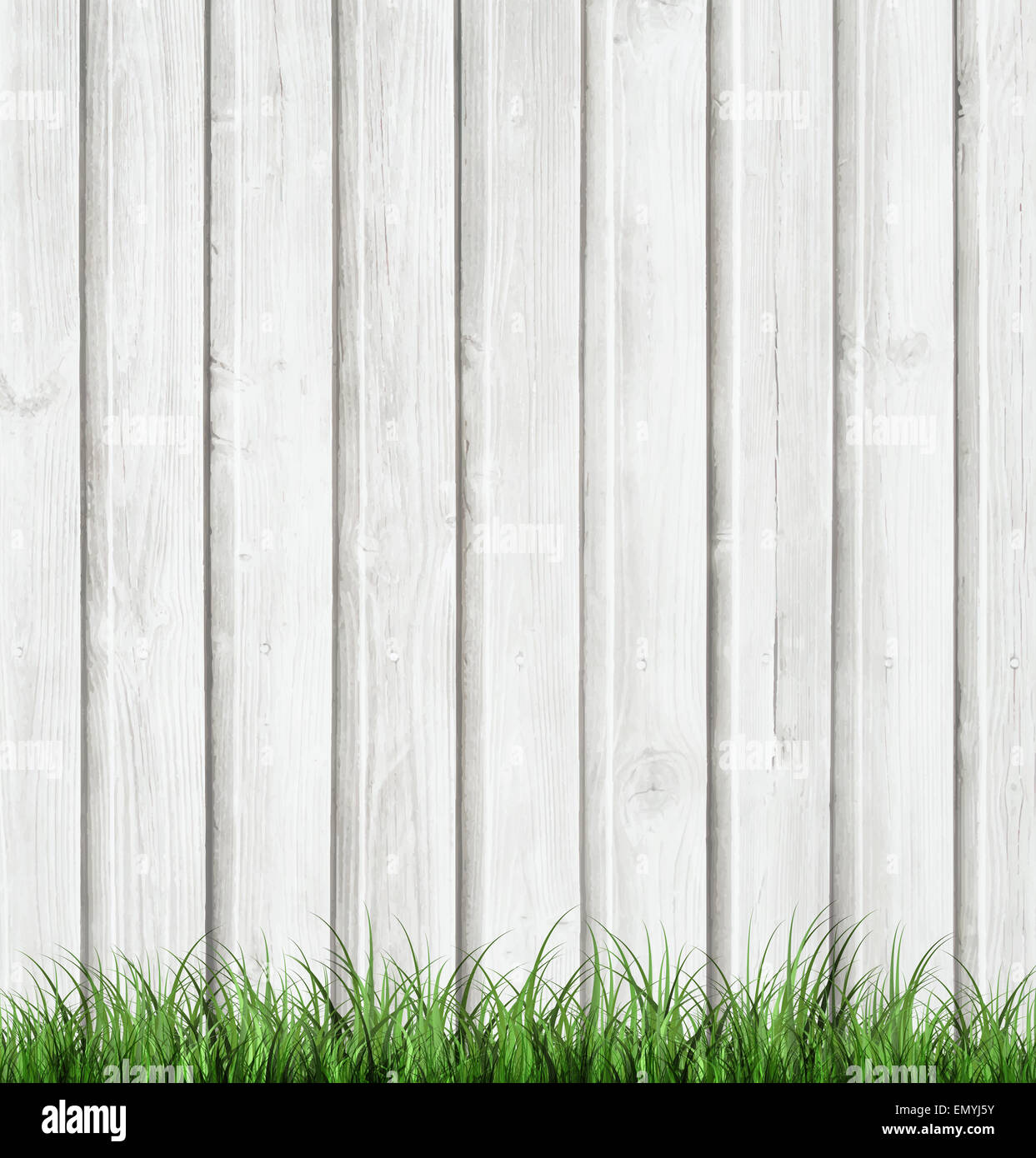 Wooden Background With Grass Stock Photo - Alamy