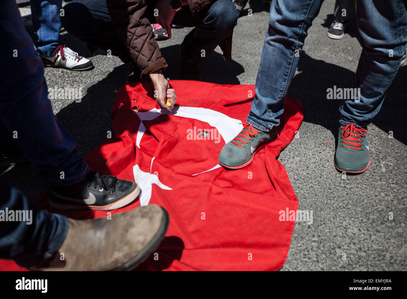 Jerusalem Israel 24th Apr 15 Demonstrators Burn And Stomp The Turkish Flag As Part Of A Protest Marking The 100th Anniversary Of Genocide Of Armenians By Ottoman Turks Outside The Turkish Embassy Jerusalem Israel 24th Apr 15 Demonstrators Burn And Stomp The Turkish Flag As Part Of A Protest Marking The 100th Anniversary Of Genocide Of Armenians By Ottoman Turks Outside The Turkish Embassy