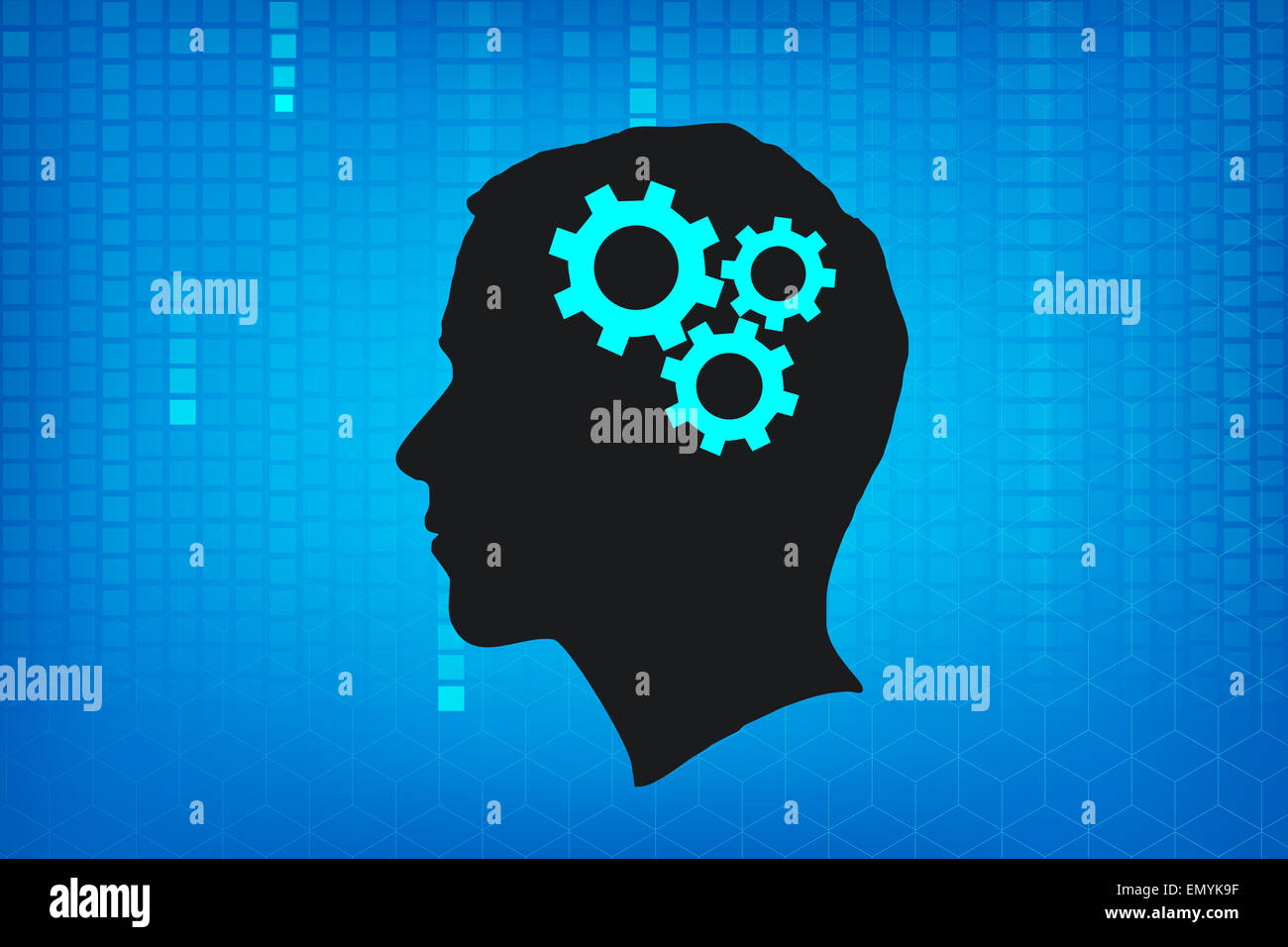 Man head with gears Stock Photo - Alamy