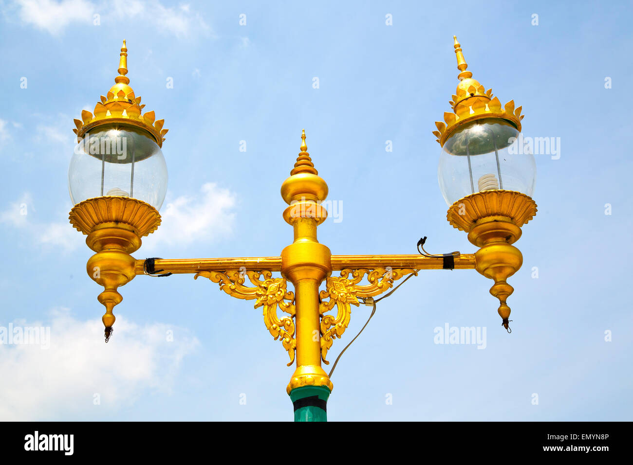 bangkok thailand street lamp in the sky palaces temple abstract sunny ...