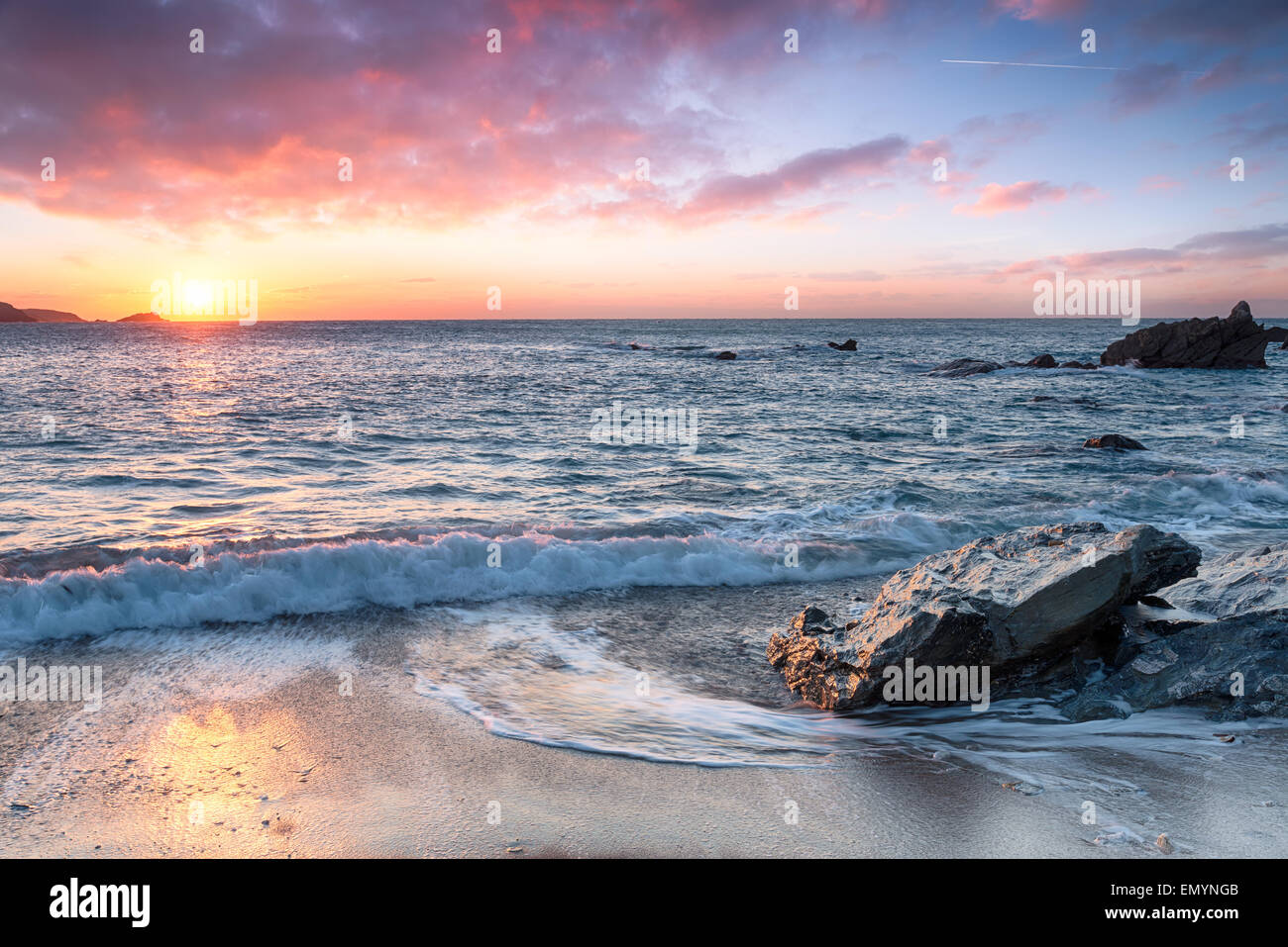 Beautiful beach at sunset Stock Photo