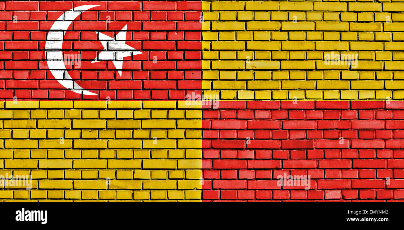 flag of Selangor painted on brick wall Stock Photo