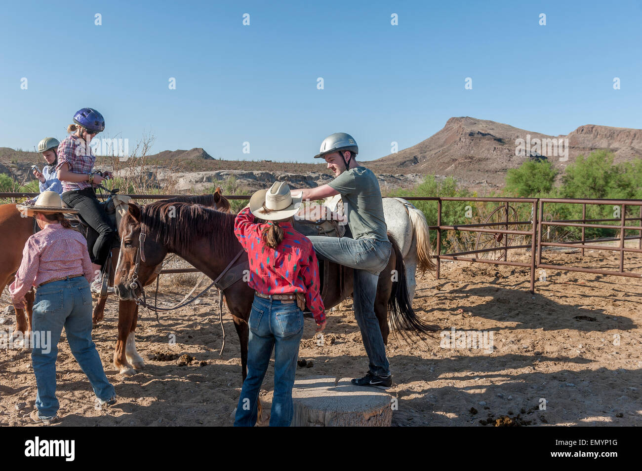 Horseback riding in Big Bend Ranch State Park. Texas. USA Stock Photo