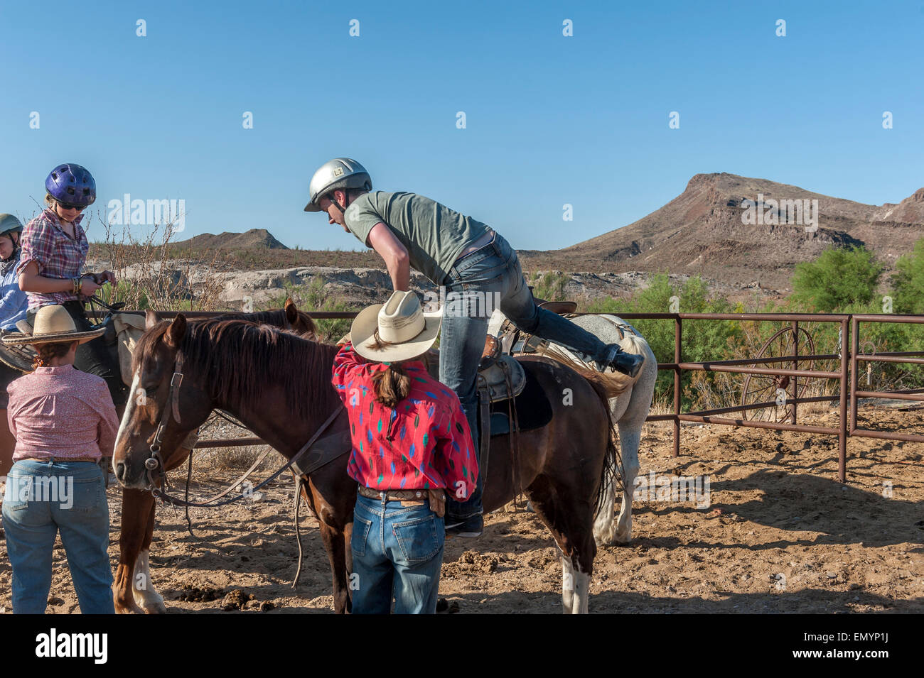Horseback riding in Big Bend Ranch State Park. Texas. USA Stock Photo