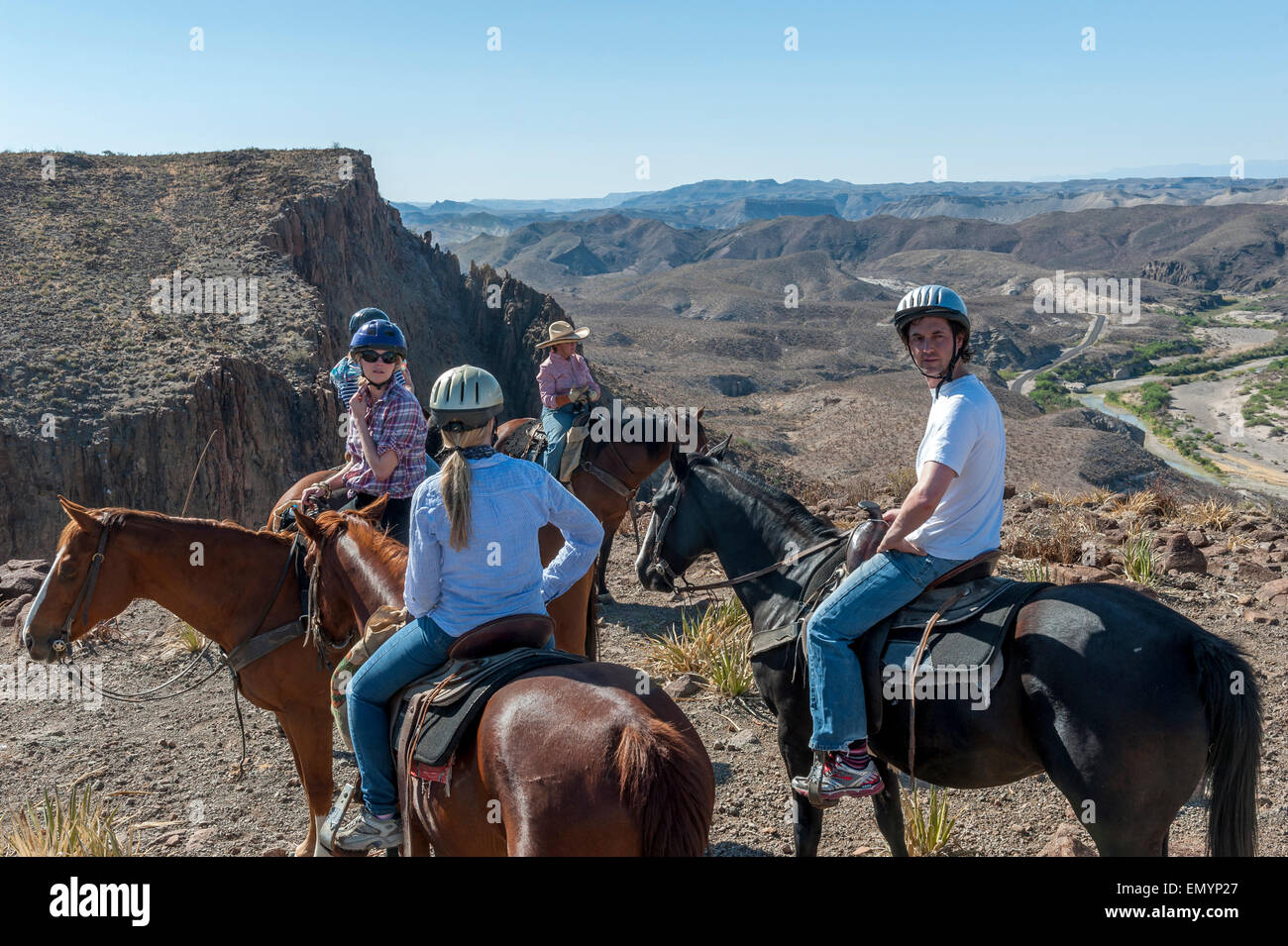 Horseback riding in Big Bend Ranch State Park. Texas. USA Stock Photo