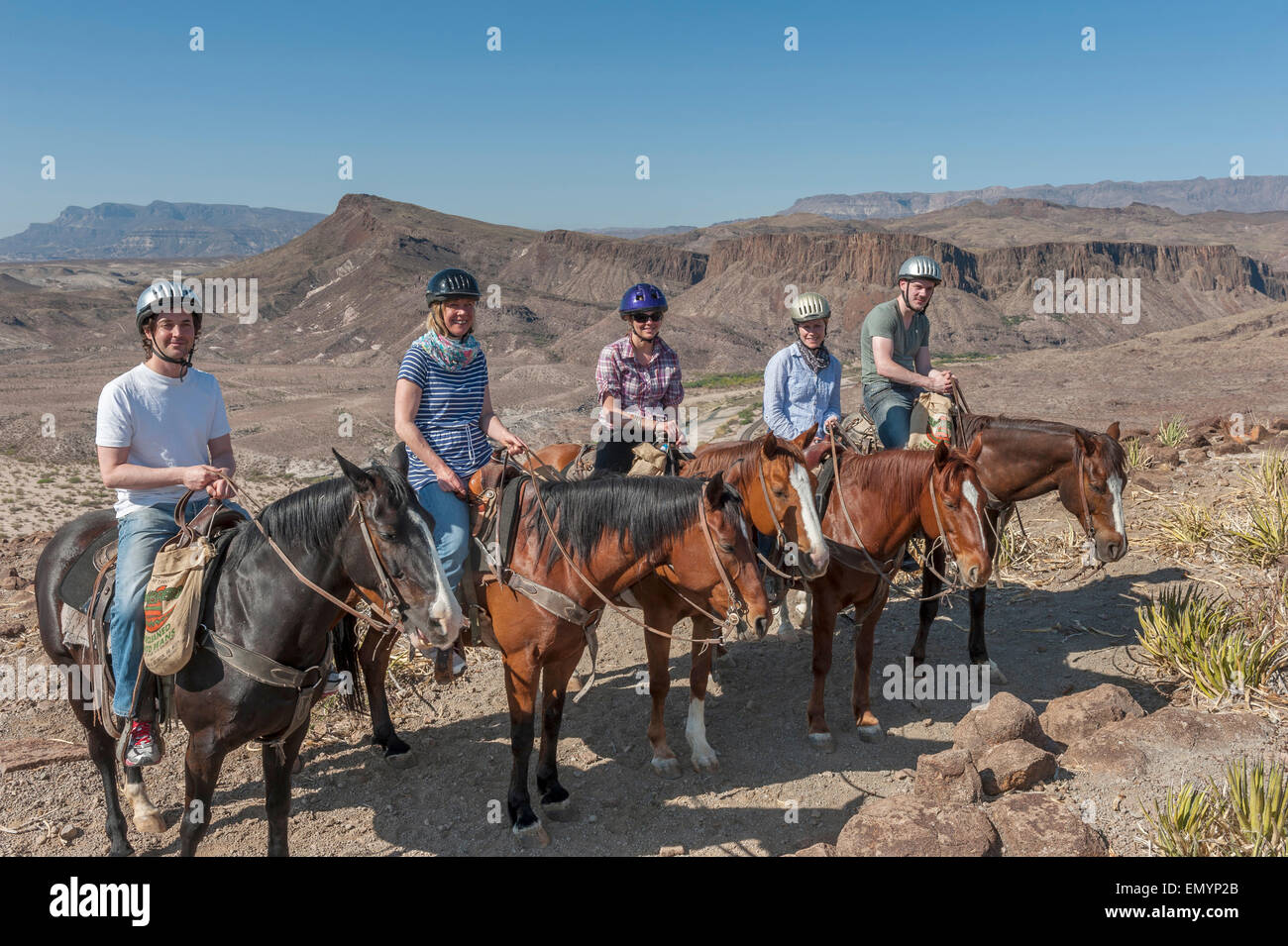 Horseback riding in Big Bend Ranch State Park. Texas. USA Stock Photo