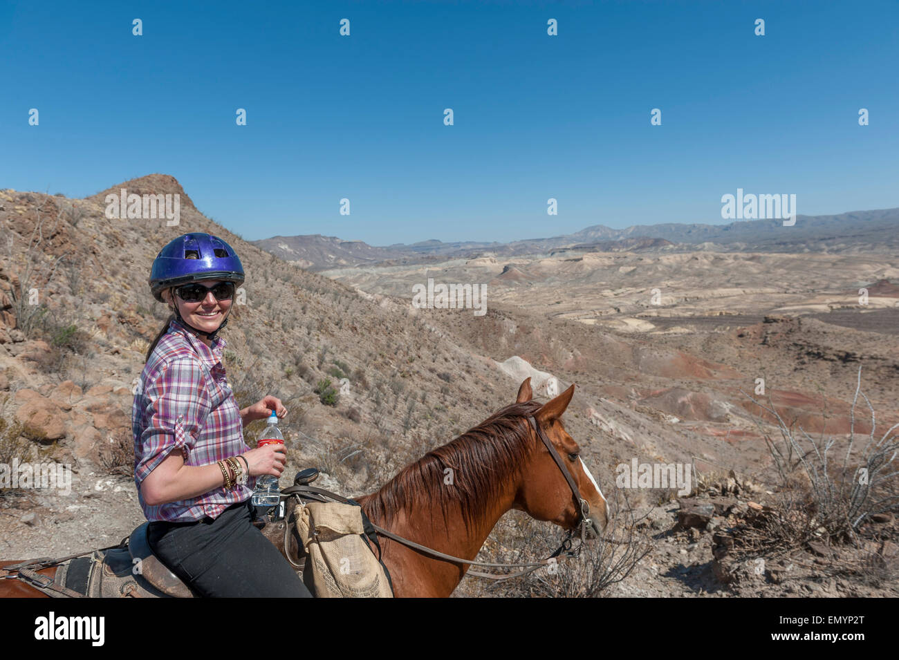 Horseback riding in Big Bend Ranch State Park. Texas. USA Stock Photo
