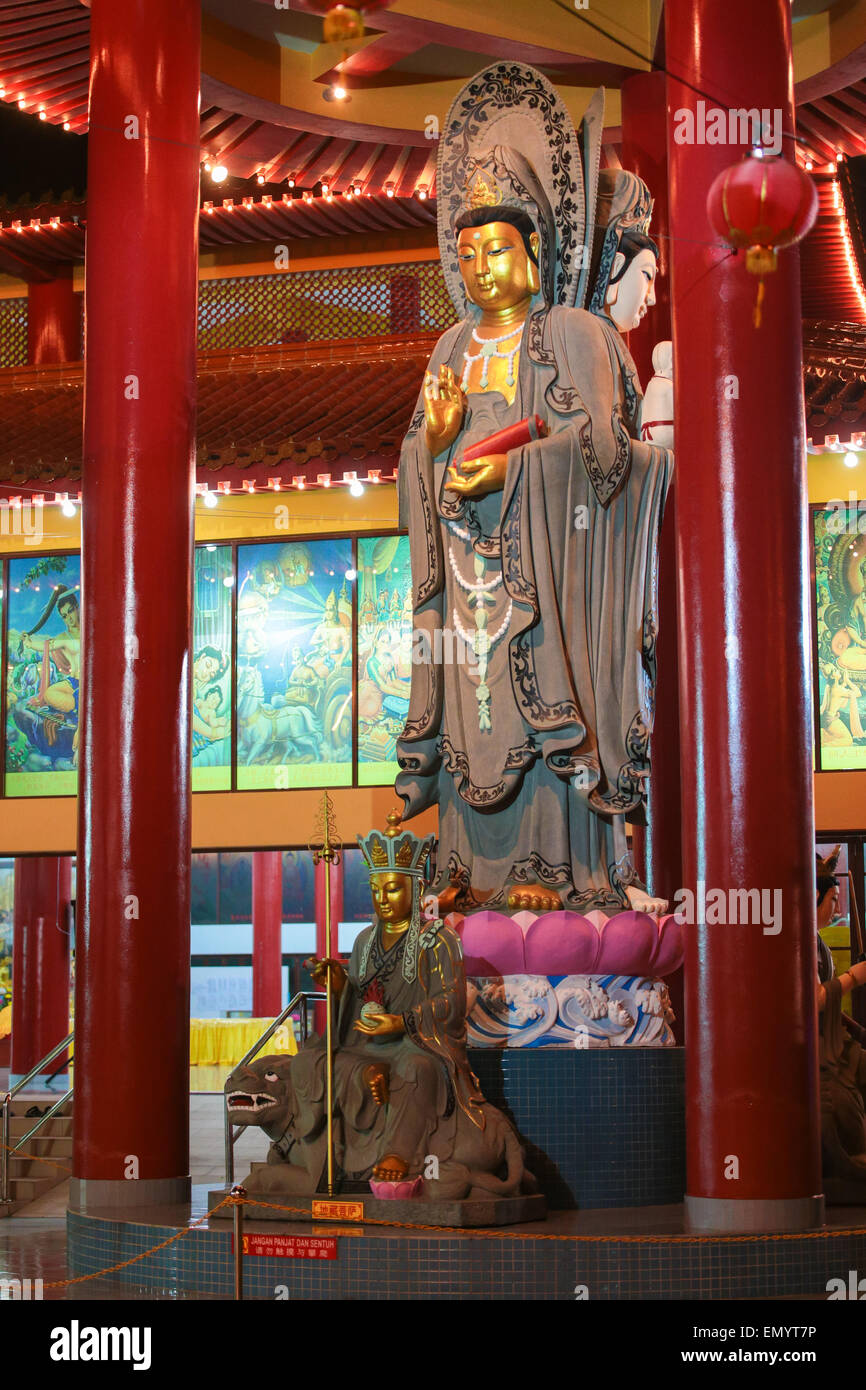 buddha statue light brightly in a buddhish Temple during Wesak
