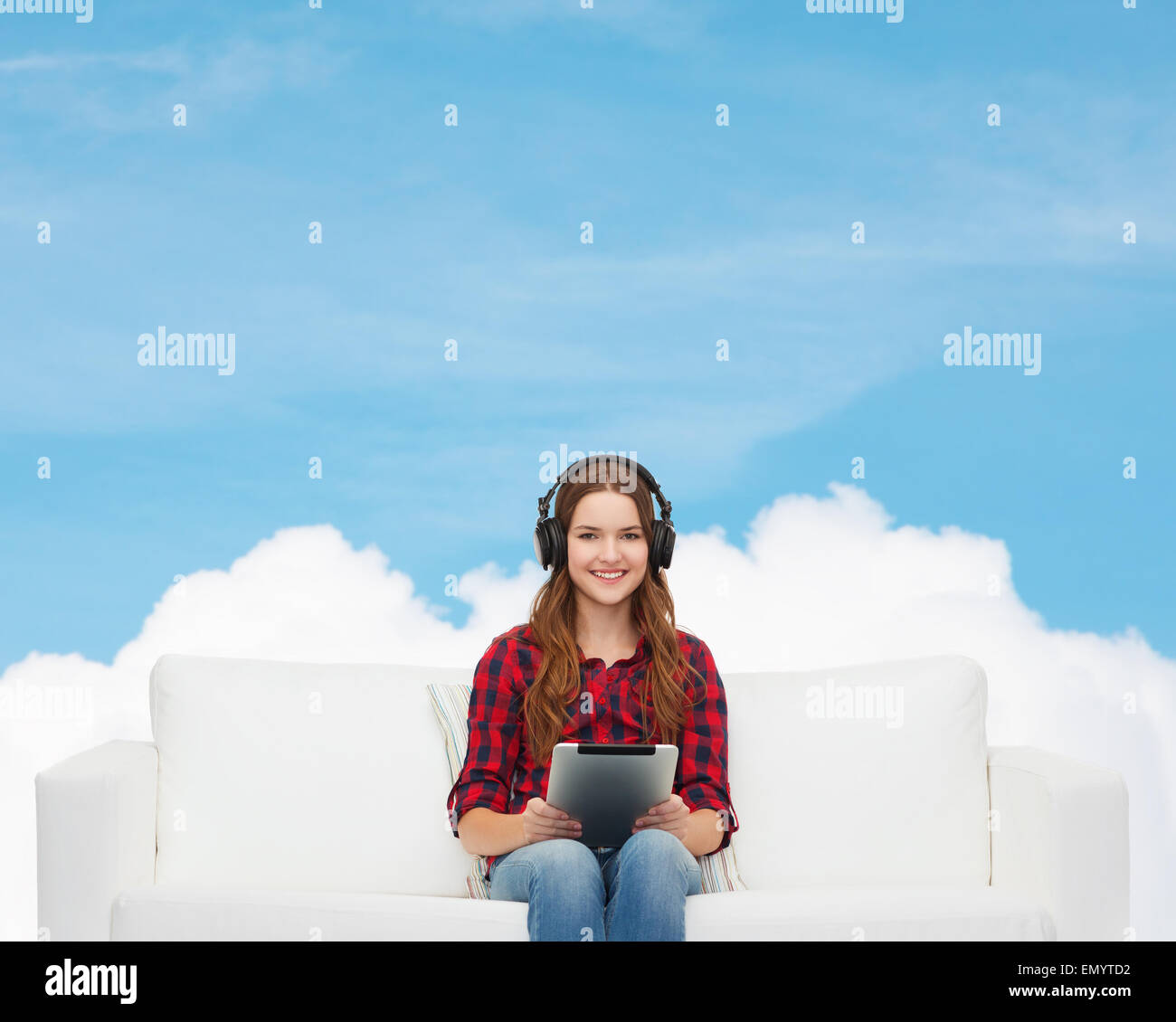 Teenage girl sitting sofa hi-res stock photography and images - Alamy