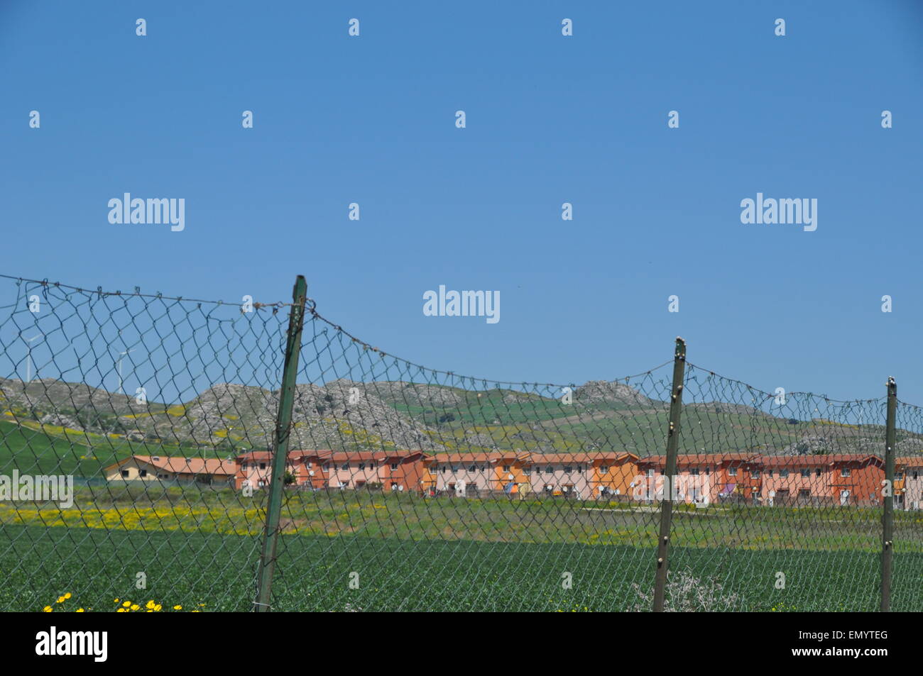 The Mineo holding center, Sicily, Italy, Tuesday, April 22, 2015. Although the migrants can come and go as they wish, without proper documents it is useless to try to escape. According to the Director of the center there are currently over 3200 migrants, mostly sub-Saharan Africans who are spending years here waiting for political asylum. There are also over 200 ethnic groups at the center. (CTK Photo/Tereza Supova) Stock Photo