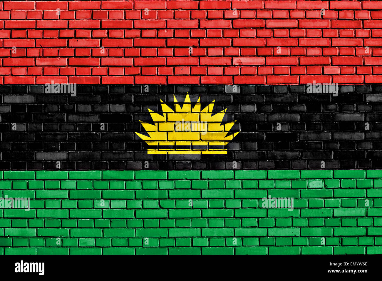flag of Biafra painted on brick wall Stock Photo