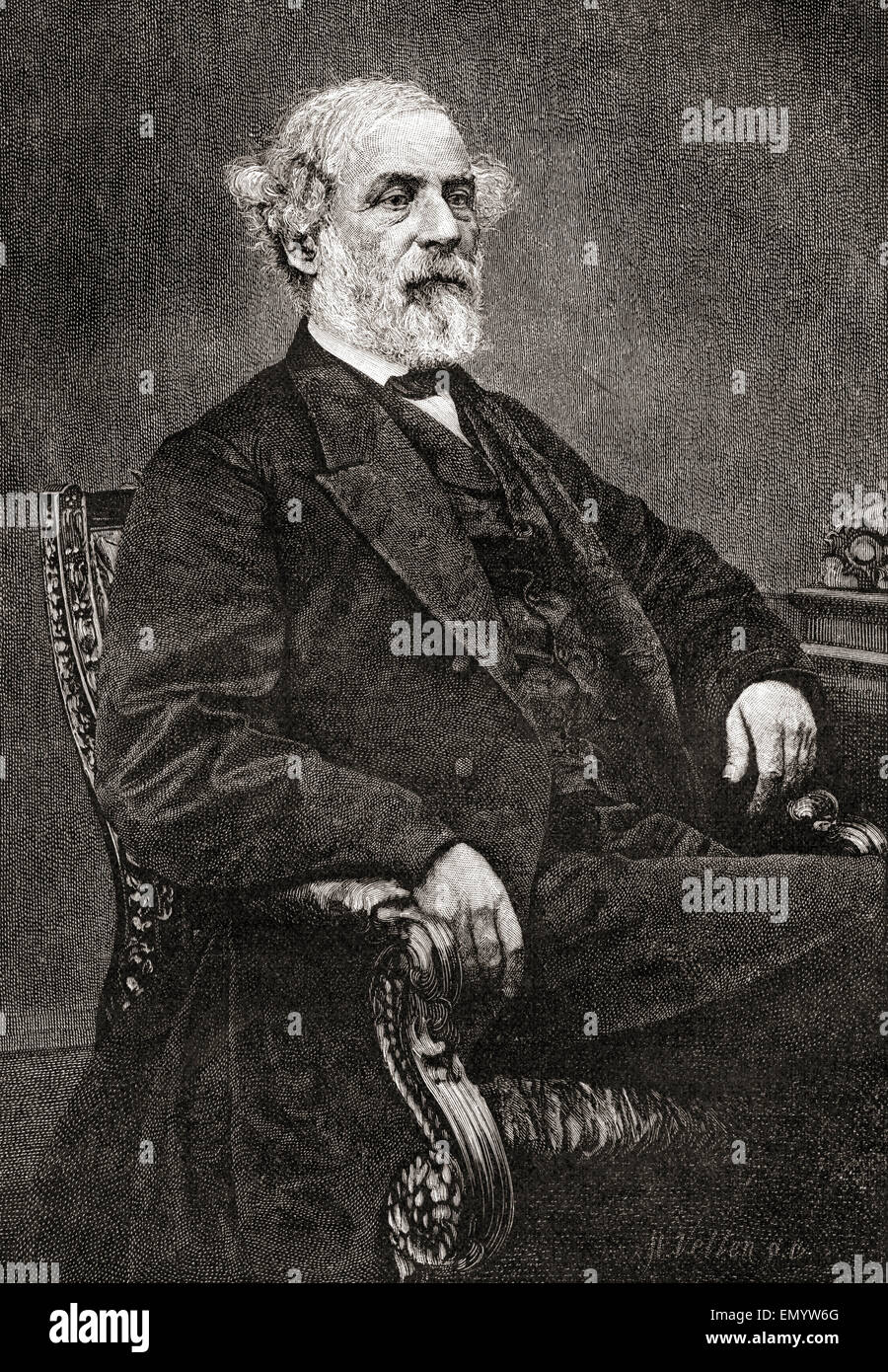 Robert Edward Lee, 1807 – 1870.   American soldier, commander of the Confederate Army of Northern Virginia in the American Civil War. Stock Photo
