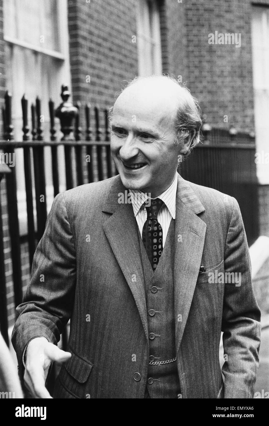 Chancellor of the Exchequer Anthony Barber goes for a short walk into the Minister's Courtyard prior to leaving number 11 Downing Street for the House of Commons to deliver his budget speech. 6th March 1973. Stock Photo