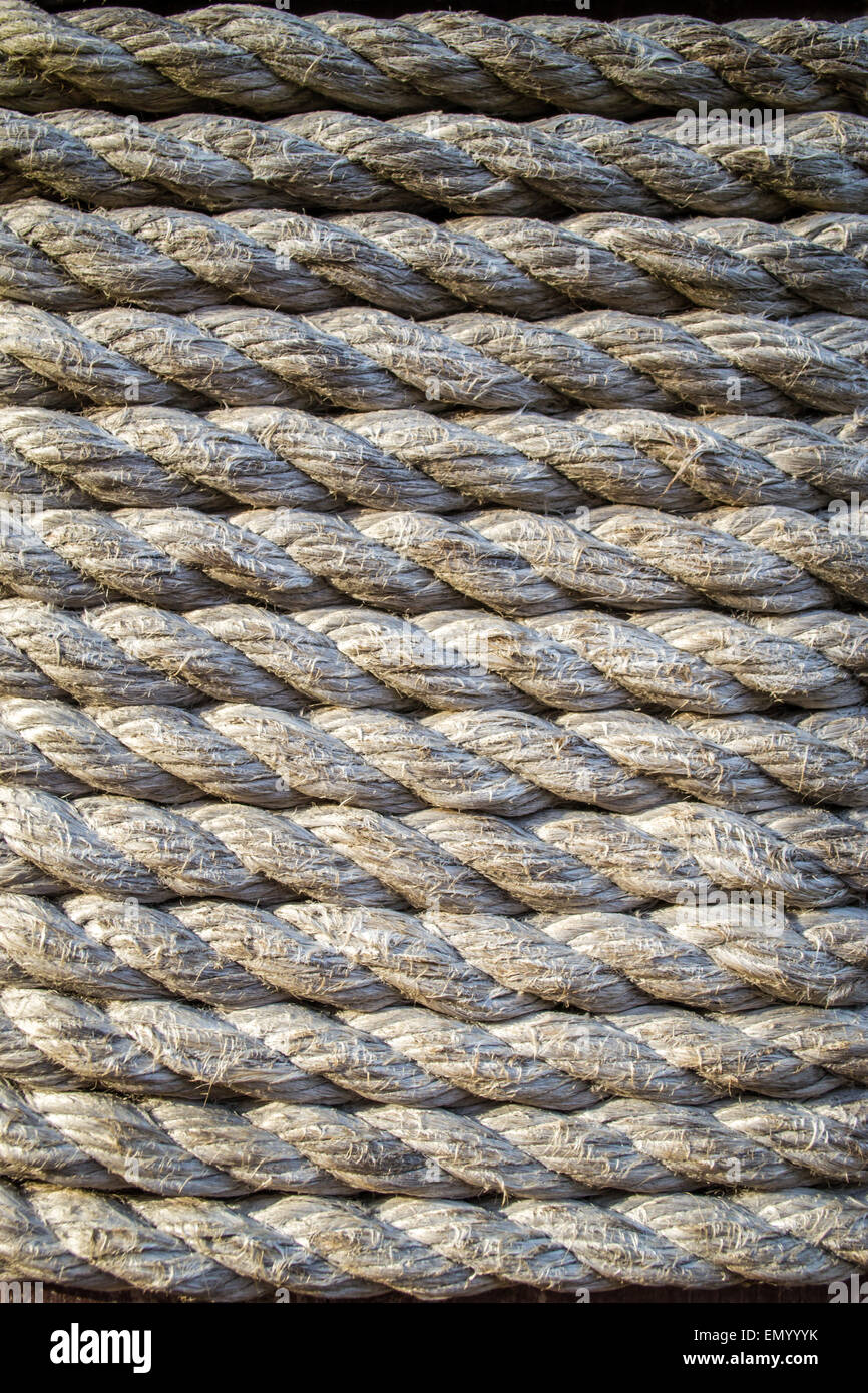 Old weather worn rope that has lost its flexibility Stock Photo Alamy