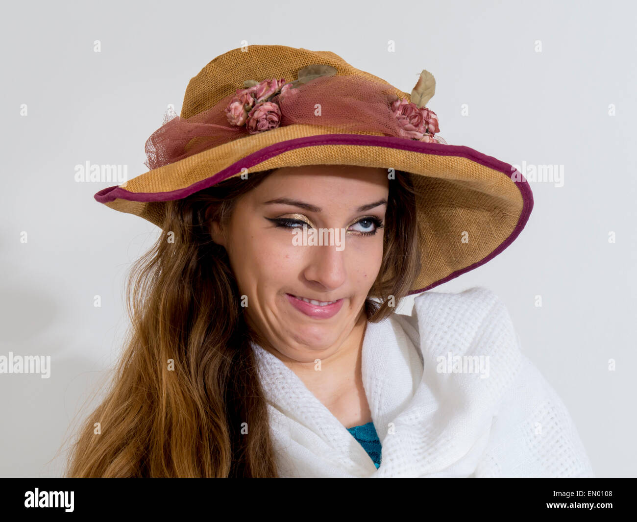 girl portrait hat Stock Photo