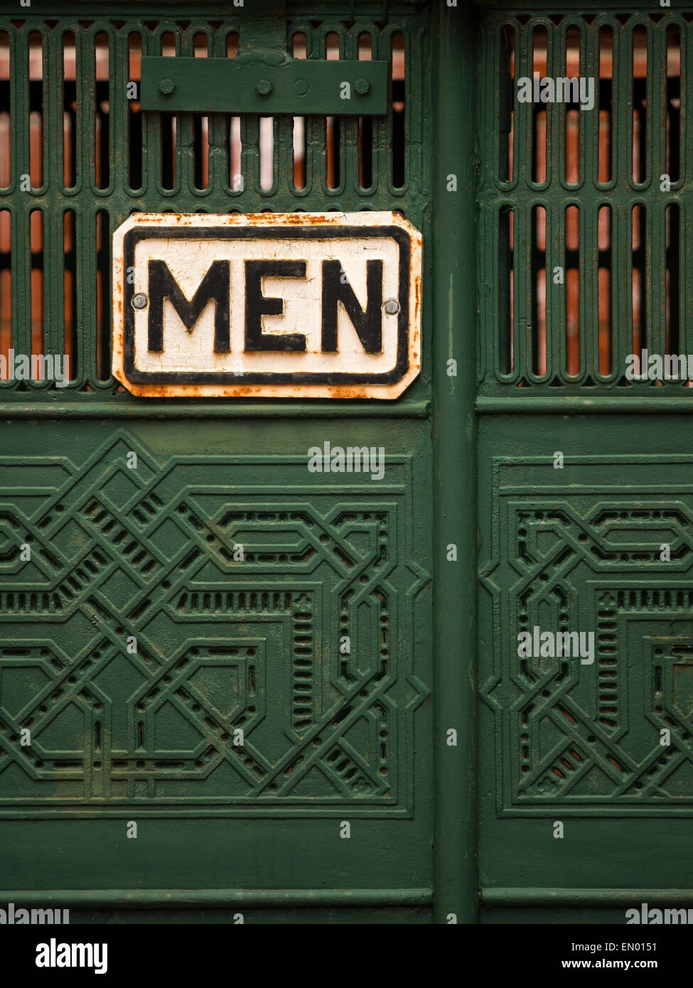 vintage Mens toilet sign at The National Tramway Museum,Crich,Derbyshire,UK. taken 06/04/2015 Stock Photo