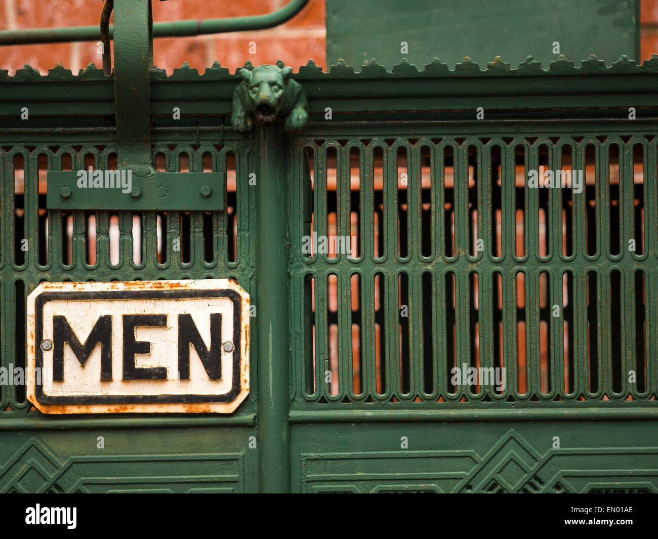 vintage Mens toilet sign at The National Tramway Museum,Crich,Derbyshire,UK. taken 06/04/2015 Stock Photo
