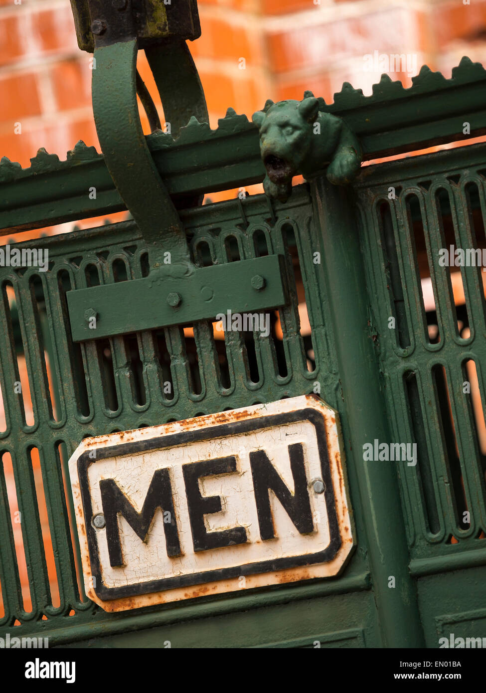 vintage Mens toilet sign at The National Tramway Museum,Crich,Derbyshire,UK. taken 06/04/2015 Stock Photo