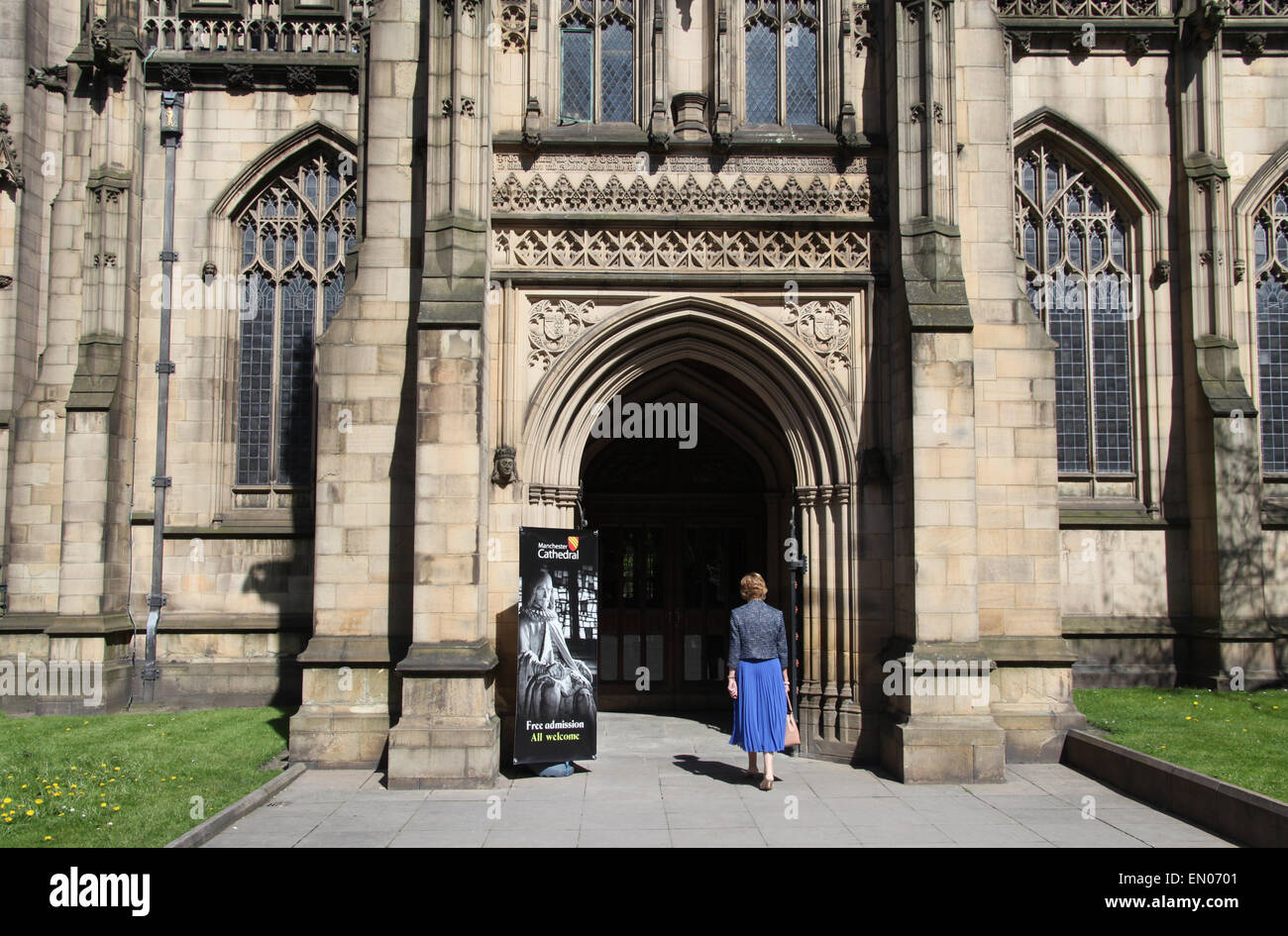 Main entrance to Manchester Cathedral Stock Photo