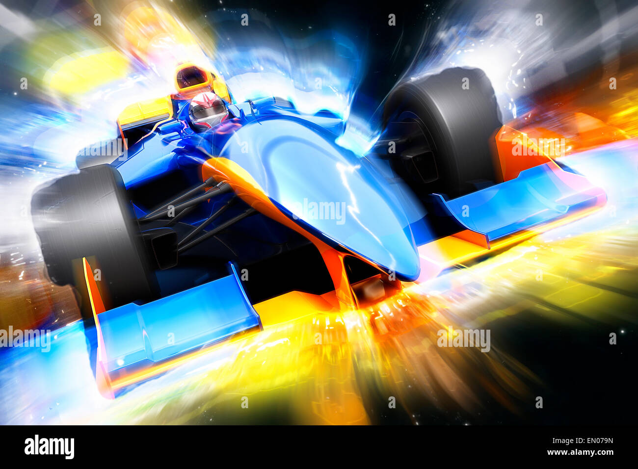 F1 bolide with light effect. Race car with no brand name is designed and modelled by myself Stock Photo