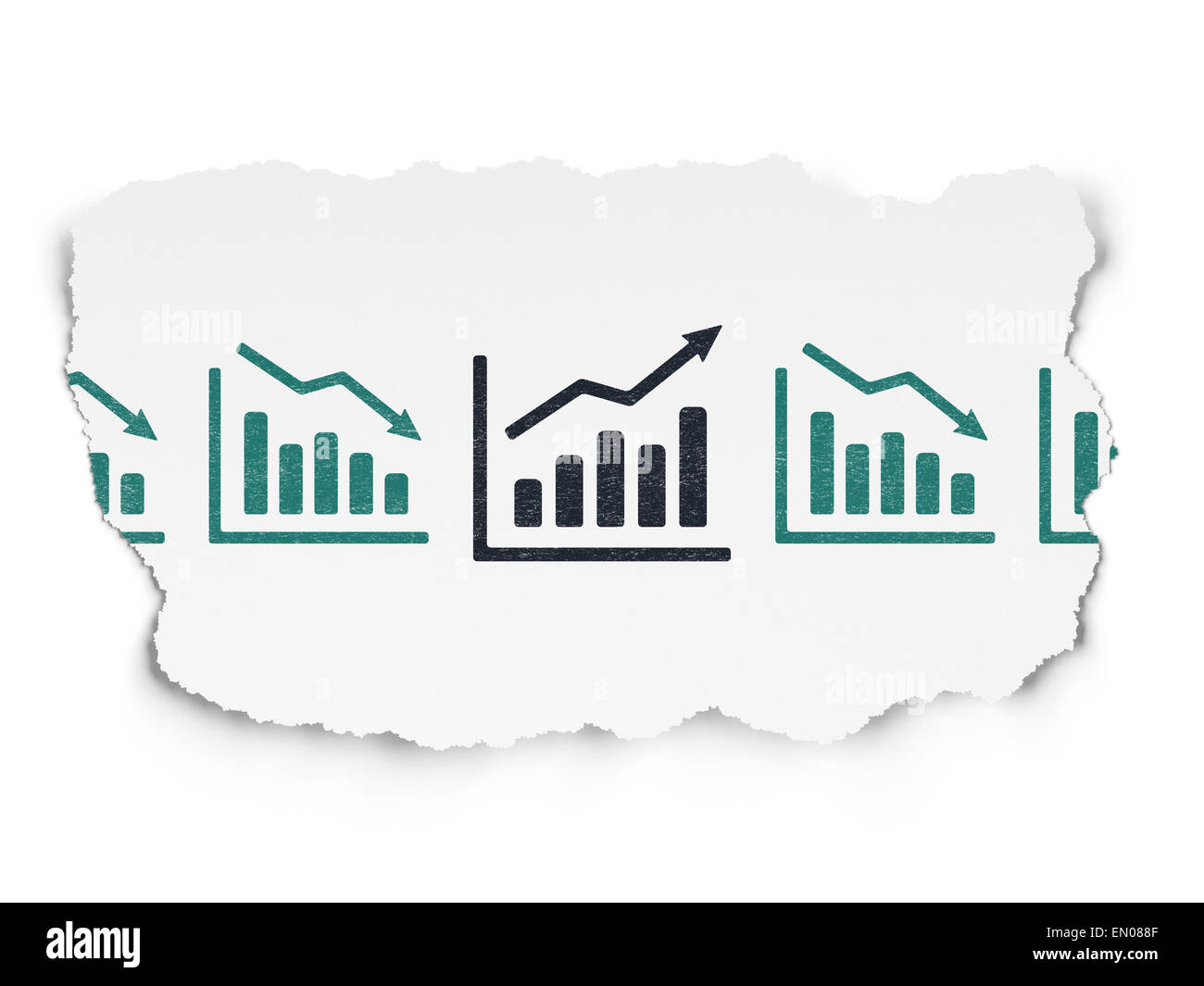 Finance concept: growth graph icon on Torn Paper background Stock Photo ...