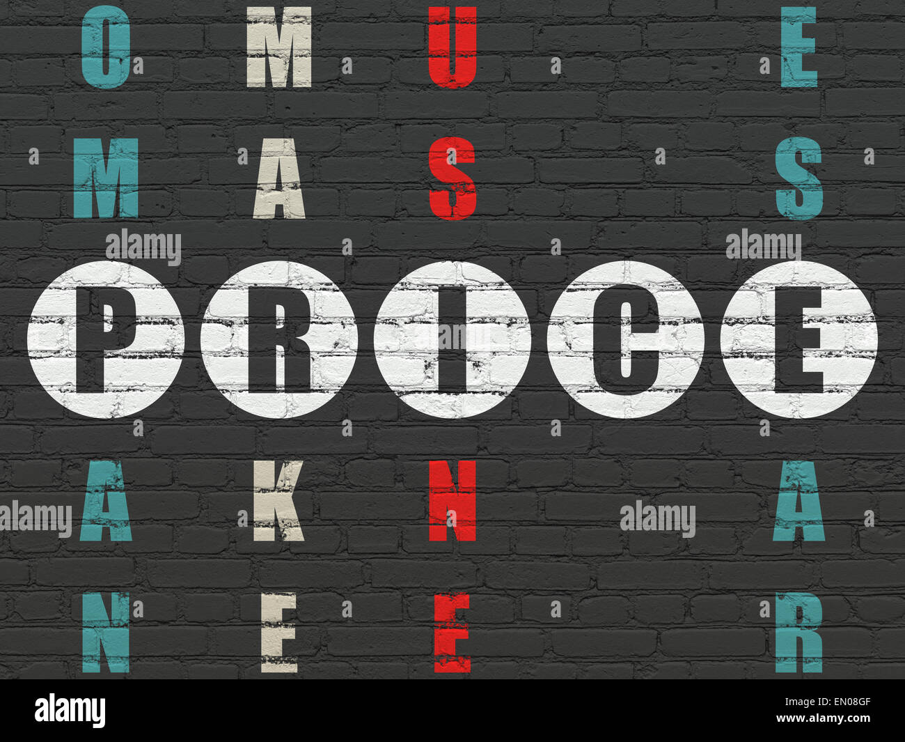 Marketing concept word Price in solving Crossword Puzzle Stock Photo