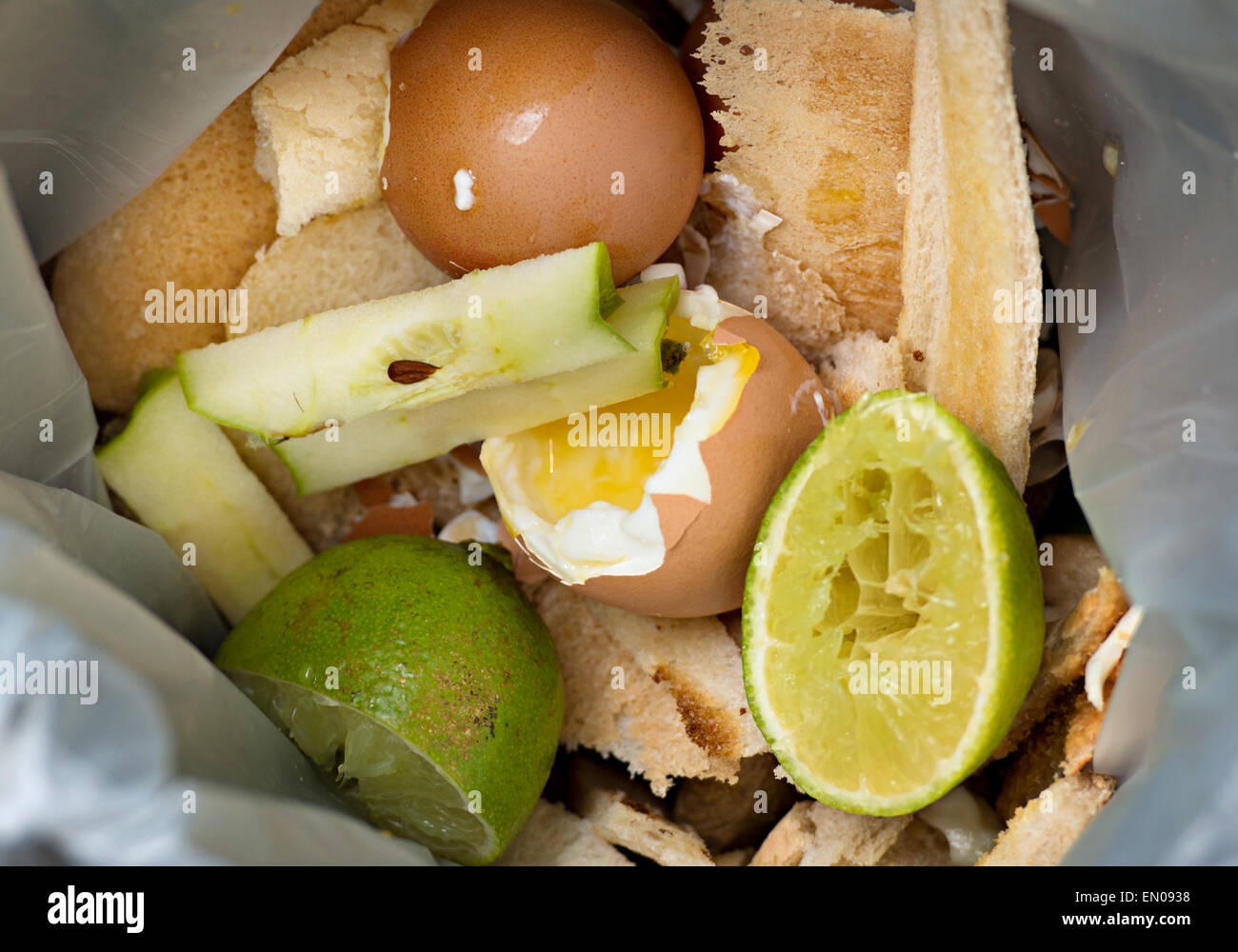 Contents of a food waste caddy Stock Photo
