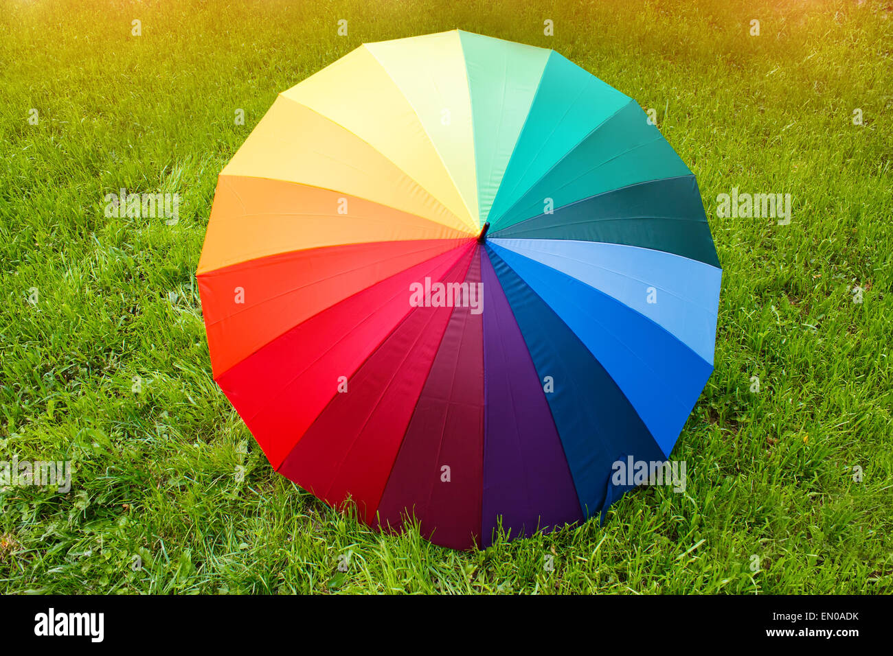 Colorful umbrella outdoors Stock Photo