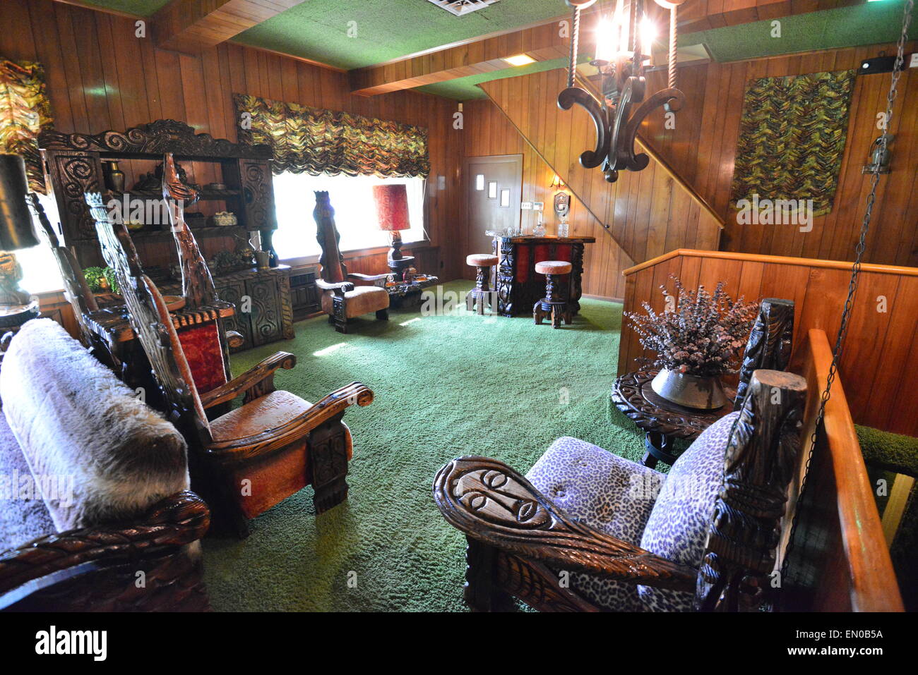 The interior of Graceland's Elvis Presley's home in Memphis Stock Photo