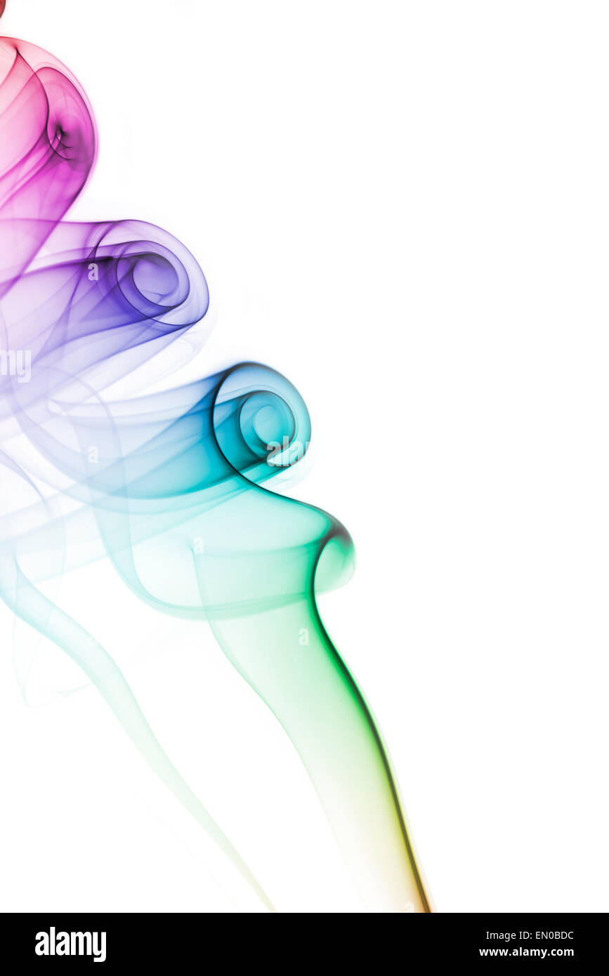 Multicoloured fume of a incense stick Stock Photo