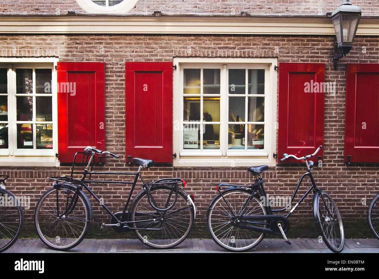 bicycles on the street in Amsterdam, Netherlands Stock Photo