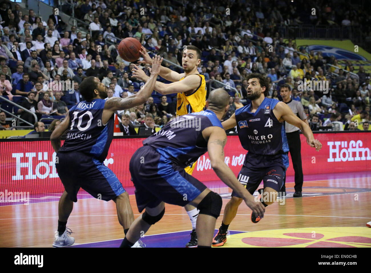 Berlin, Germany. 24th Apr, 2015. Ismet Akpinar (8) in action during BBL game Alba Berlin versus Crailsheim Merlins at O2 World. Credit:  Madeleine Lenz/Pacific Press/Alamy Live News Stock Photo
