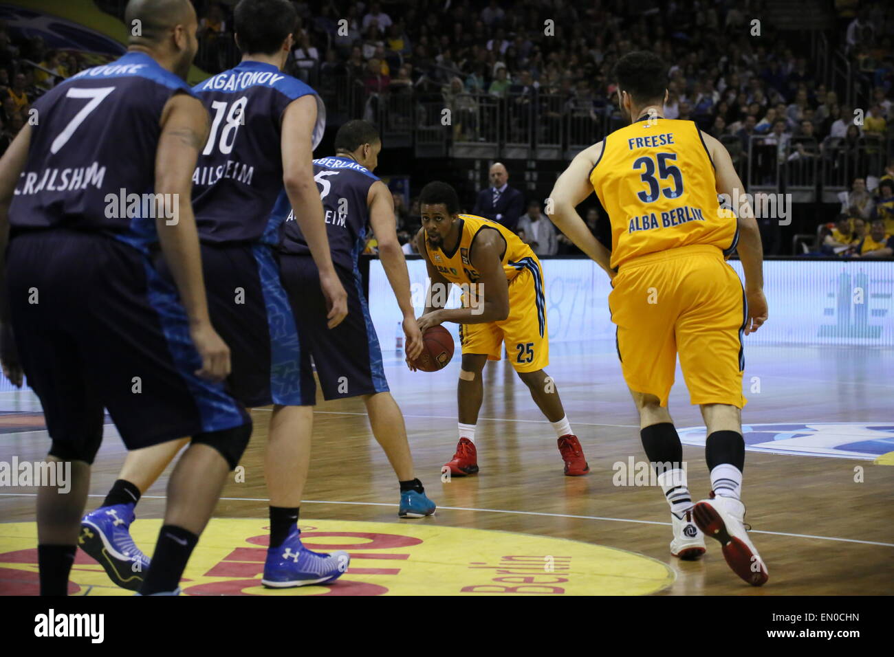 Berlin, Germany. 24th Apr, 2015. Clifford Hammonds(25) of Alba in action during BBL game Alba Berlin versus Crailsheim Merlins at O2 World. Credit:  Madeleine Lenz/Pacific Press/Alamy Live News Stock Photo