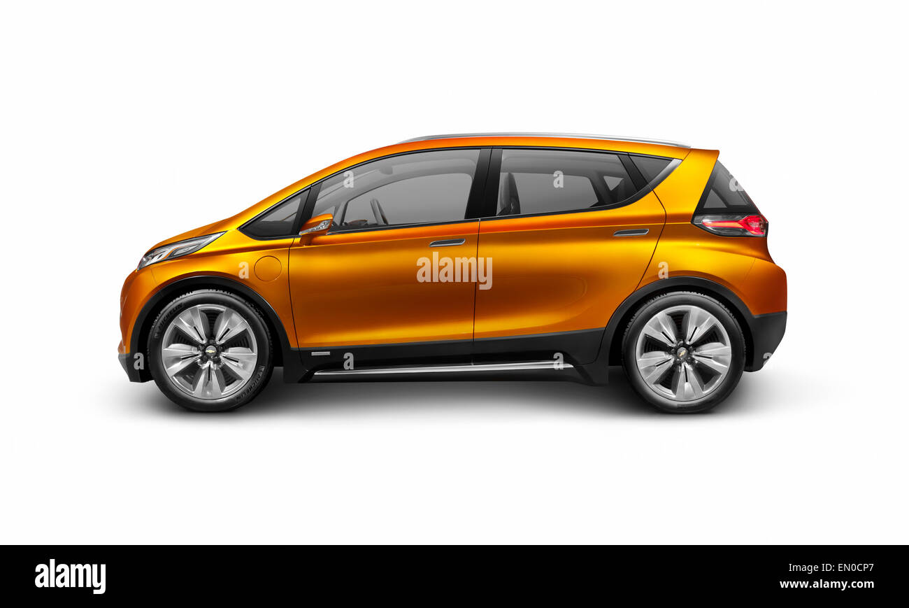 License available at MaximImages.com - 2015 Chevrolet Bolt EV concept electric car side view isolated on white background with clipping path Stock Photo