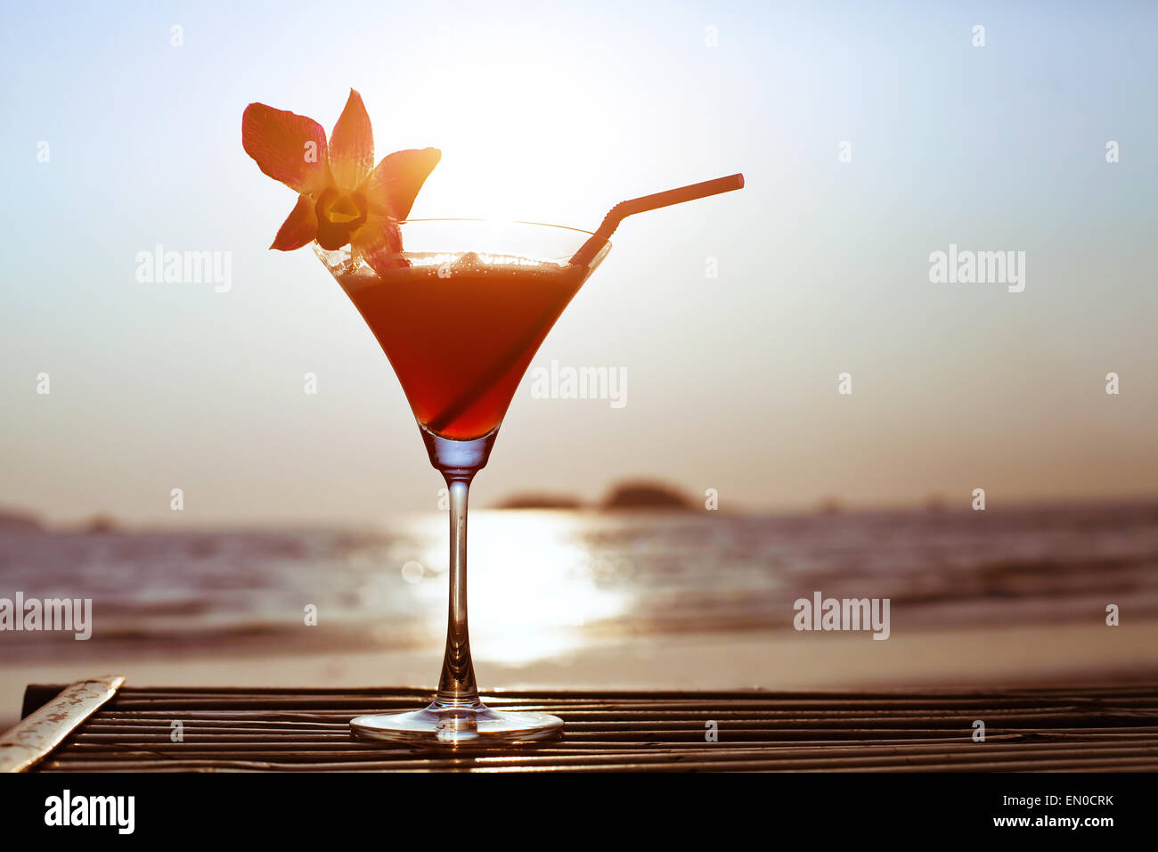 cocktail on the beach Stock Photo