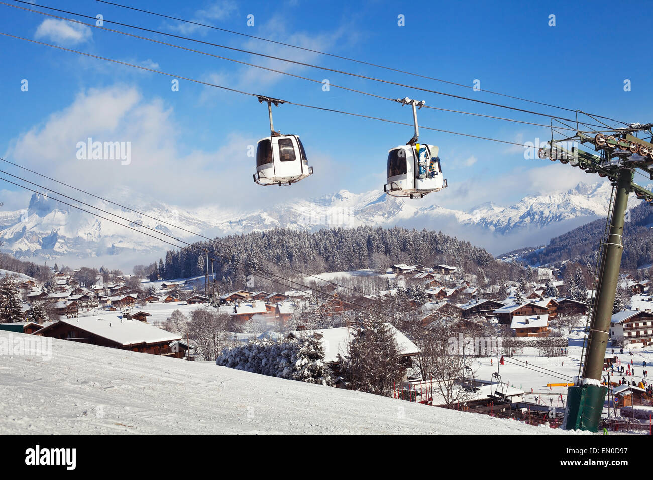 ski resort in Alps, Megeve village, France Stock Photo